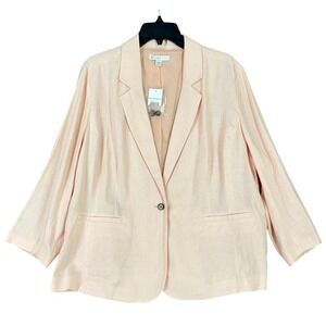 Cato Linen Blend Single Button Blazer Peach Pink Lightweight Plus 18/20W Womens